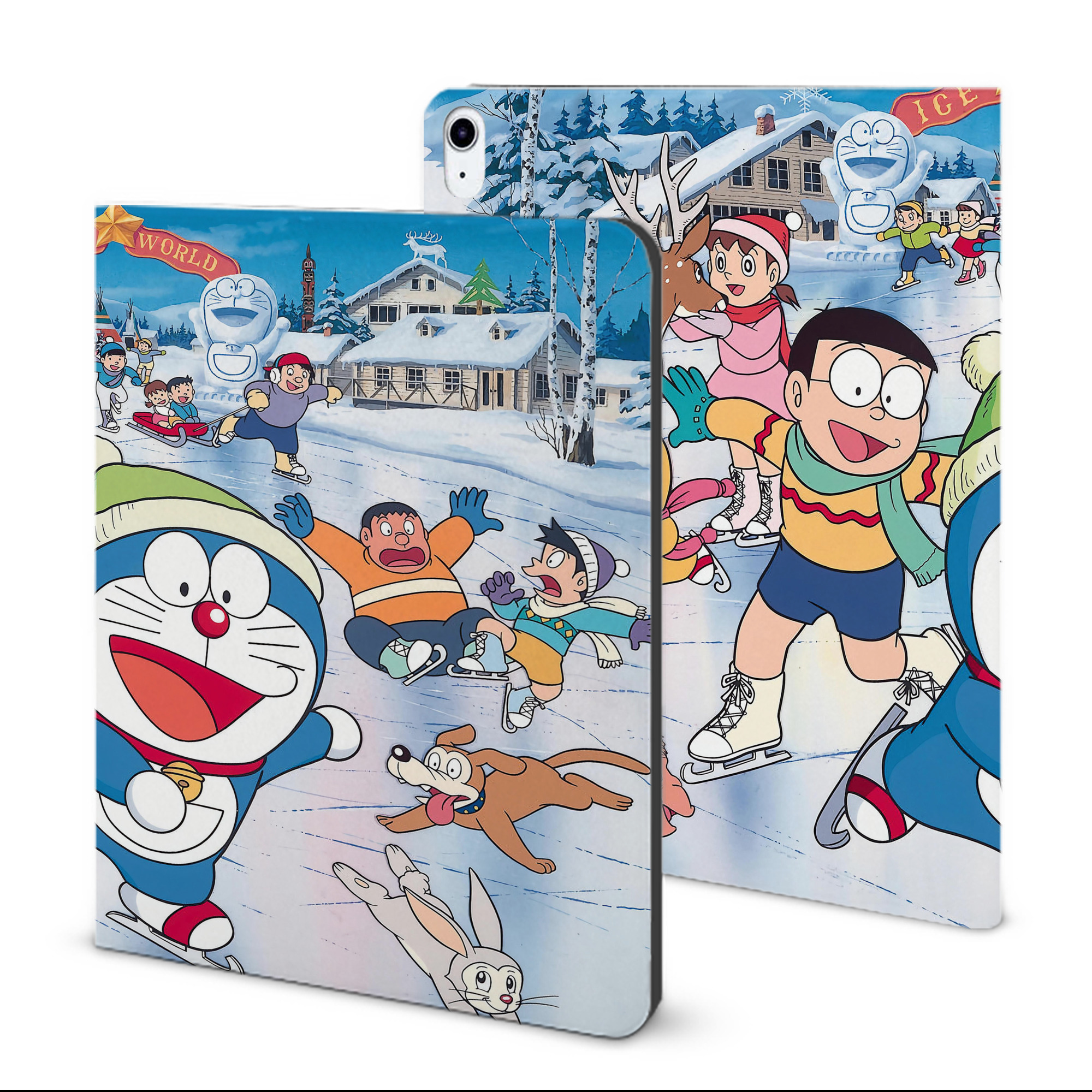 （画像用） ドラえもん Doraemon IPad ケース ブック型 PUレザー TPU 耐衝撃 軽量 薄型 ペン収納なし 全面保護 IPad 各モデル対応